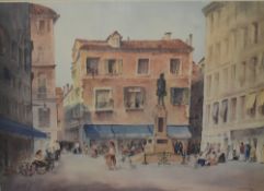 A.W. Brown (19th/20th Century), a coloured print, A Venetian piazza scene, signed in pencil to the