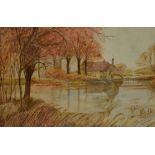 E.W White (1854-1924), a watercolour, 'Fall of the Leaf', an autumnal scene depicting a solitary