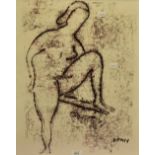 After Alfred Birdsey (1912-1996), a coloured print, A life study of a female, signed to the lower