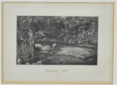 After Sir John Everett Millais PRA (1829-1896), a monochrome print, 'Ophelia' (1852), displayed