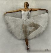 'Biggon' (Contemporary), two mixed media artworks, 'Dancing Ballerina' & 'Sitting Ballerina', signed