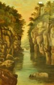 J.T. Parry (19th Century, British), oil on board, An idyllic rocky gorge, possibly Wales, signed,