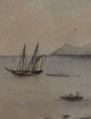 Blanche Egerton (19th Century), a watercolour, A coastal scene depicting a masted boat with rugged