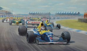 After Tony Smith (20th Century, British), a coloured print, 'British Greats - Nigel Mansell O.B.E. -