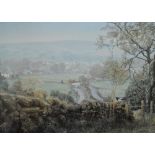 After Keith Melling (British b.1946), a coloured print, 'Late Summer, Pendle Hill, Lancashire',