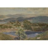 After ...Healey (20th Century), a coloured print, A hilly landscape with sheep to the foreground,