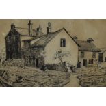 A. Simpson (20th Century, British), a monochrome etching, 'Old Battery, Morecambe', signed in pencil