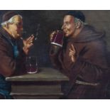 Arturo Petrocelli (b.1856-c.1916, Italian), oils on canvas, Two scenes depicting monks sitting by