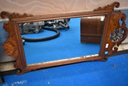A 19th Century mahogany and walnut Chippendale style wall mirror