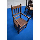 A Victorian mahogany carver chair of small proportions, maybe adapted from child's high or low