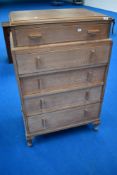 A vintage limed oak chest of drawers, probably Gomme (G plan)