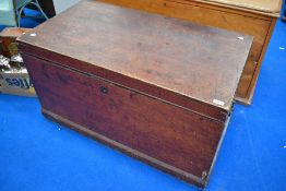 A Victorian part scumbled pine bedding chest, width approx 102cm