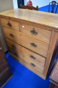 A Victorian satinwood chest of two over three drawers, width approx. 103cm