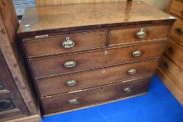 A 19th Century oak chest of two over three drawers, width approx. 117cm