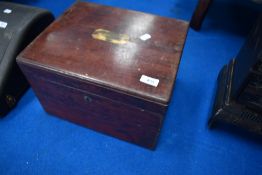 A 19th Century mahogany stationery or similar box having campaign style brass handles