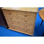 A Victorian part satinwood chest of two over three drawers having fablon style top, width approx