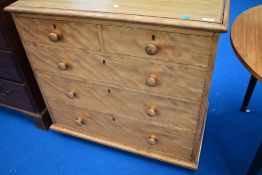 A Victorian part satinwood chest of two over three drawers having fablon style top, width approx