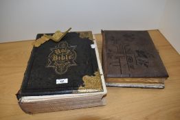 A beautifully illustrated late 19th/ early 20th century carte de visite photo album and a family
