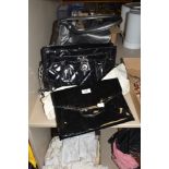 Three ladies handbags, comprising black patent Jasper Conran bag, similar Michael Corrs bag and