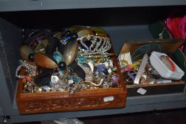 A large collection of mixed costume jewellery, including tiara, watches, earrings, necklaces etc.