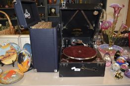 An early 20th century Viva-tonal Columbia grafanola wind up gramophone and a case of shellac