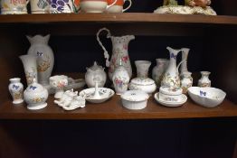 A mixed lot of trinket boxes, vases and jugs etc, including Aynsley 'Cottage Garden' Royal