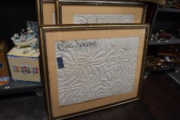 Three framed and mounted indentures, measuring 77cm x 92cm overall
