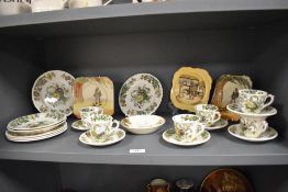 A Mason's Strathmore teaset, two Royal Doulton 'Under The Greenwood Tree' square dishes, and