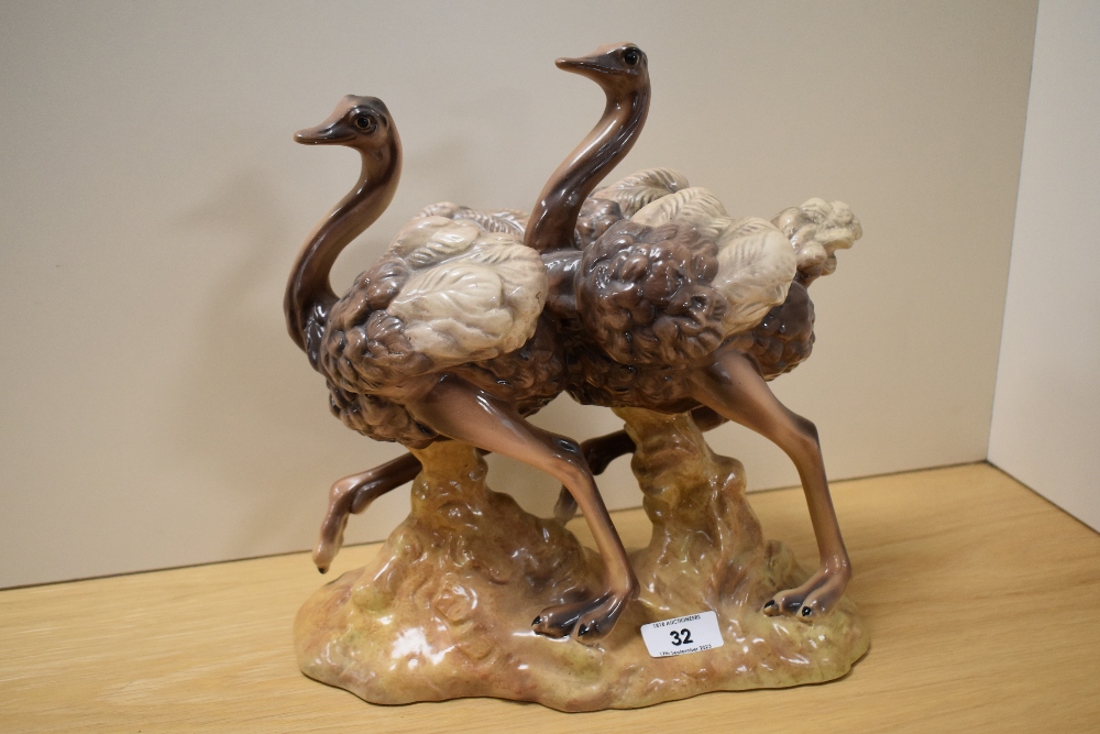 A Goldscheider For Myott & Sons ostrich ornament, measuring 28cm x 30cm