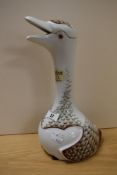 A late 20th Century Haviland Limoges goose decanter, Chabot X.O. Armagnac, measuring 30cm tall