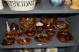 A collection of assorted Carlton Ware Rouge Royale, to include two scallop shaped plates, an