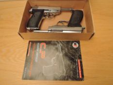 A pair of WE P38 SV Gas Blow Back Air Soft BB.177 Automatic Pistols, in card box, purchaser must
