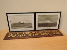 Two framed black & white Photographs, HMS Hood 1935 E Jenkinson T/JX142175, HMS Delight Sunk of