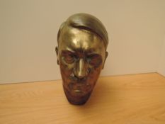 A Bronze Sculpture of Hitler's Head bearing signature Nikolaus Schmidt, with stand but no plinth,