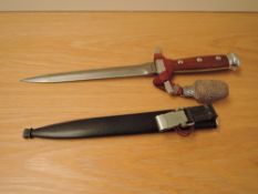 A WWII Period Swiss Superior Officer M43 Dagger having wood grip, with metal scabbard and portepee