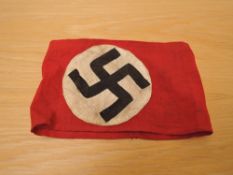 A German WWII plain Swastika Armband, red with white circle and black swastika, width 12cm