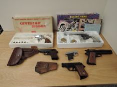 Six Blank Firing Pistols and Revolvers, 44 Magnum in box with Ammo, Single Action Army 45 Revolver