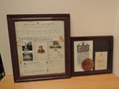 A Private Richard Noble Kings Own of Ulverston, framed Death Plaque and Scroll with letter of