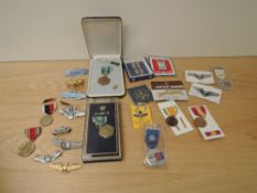A box of American Medals and Badges, mainly WWII period