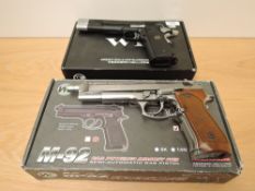 A M92 Gas Powered Air Soft Gun, BB.177 Automatic, in card box and a WE Air Soft and Gas Blow Back