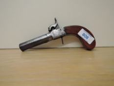 A 19th century Pocket Percussion Pistol with drop down trigger, working order, proof marks on barrel