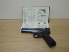 A Webley & Scott, Webley Premier .22 Air Pistol, with component Parts leaflet, purchaser must be