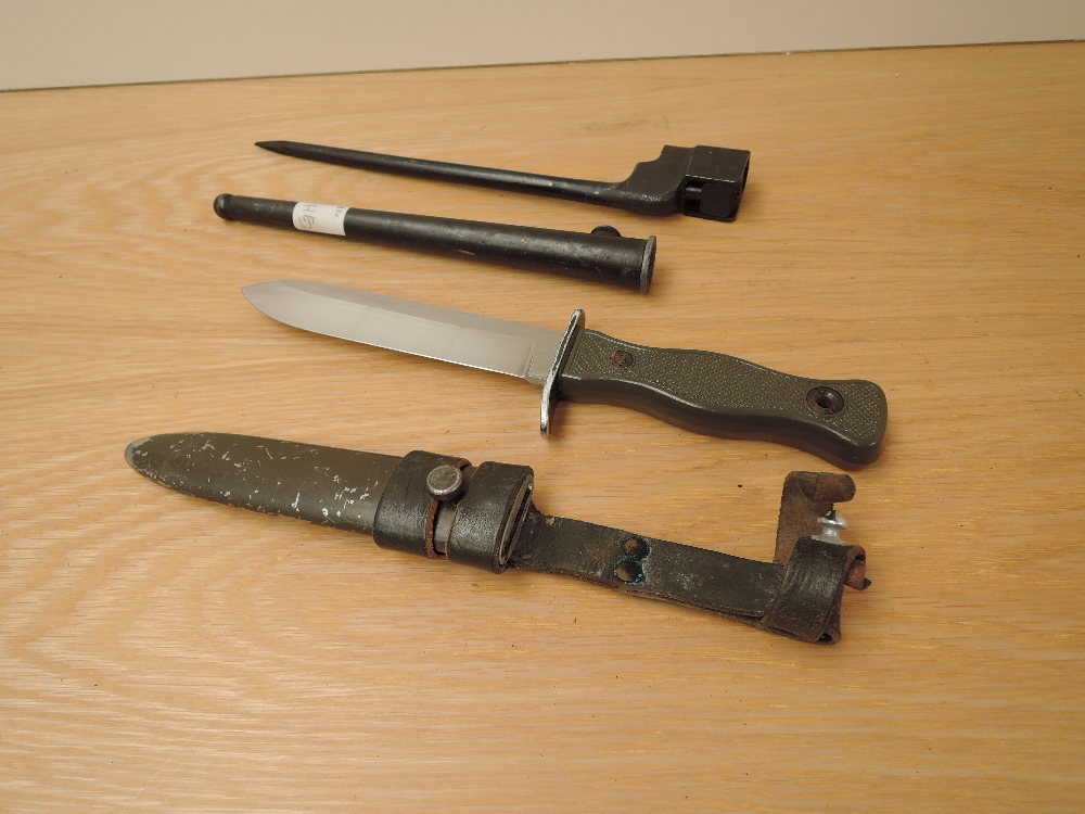 A British Bayonet for the No4 Rifle, MKII 1940 with metal scabbard along with a German Bundeswehir
