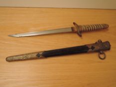 A World War II Japanese Naval Officers Dagger having gilt wire wound handle with shagreen grip and