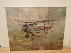 A coloured Print on Canvas after Coulson, WWI BI- Plane K-2184, 71cm x 56cm
