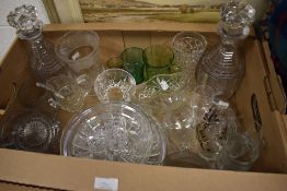 An selection of glassware including decanters, dishes and glasses etc.