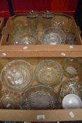 Two cartons of assorted glass to include vases and dishes etc