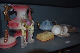 A small selection of ceramics including an Ellgreave Burslem tea pot etc