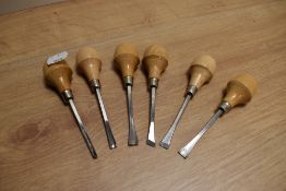 Six tile cutting chisels