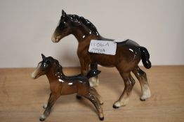 A Beswick pony and foal